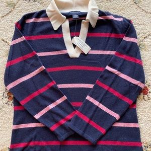 NWT American Eagle Wool Navy Pink Stripe Sweater